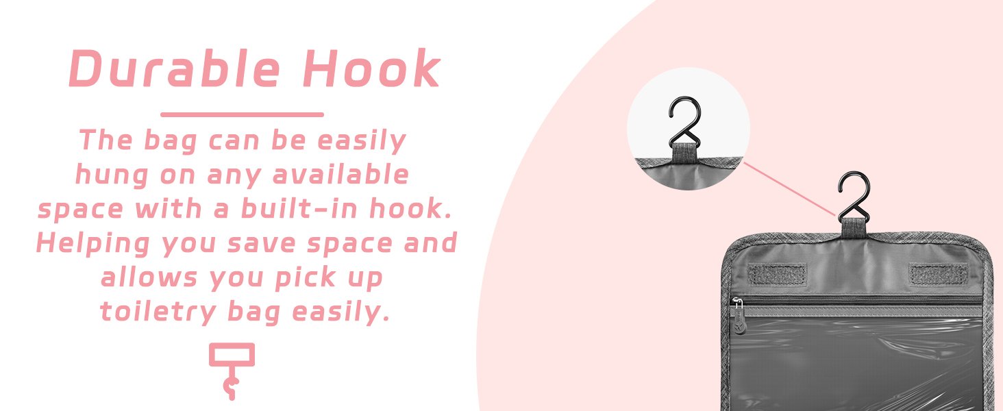 Waterproof avel iletry Bag with Hook - Grey 638