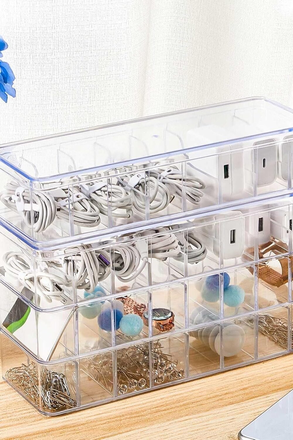 Tatuo Cable Organizer Box With Lid - Clear - Image 3