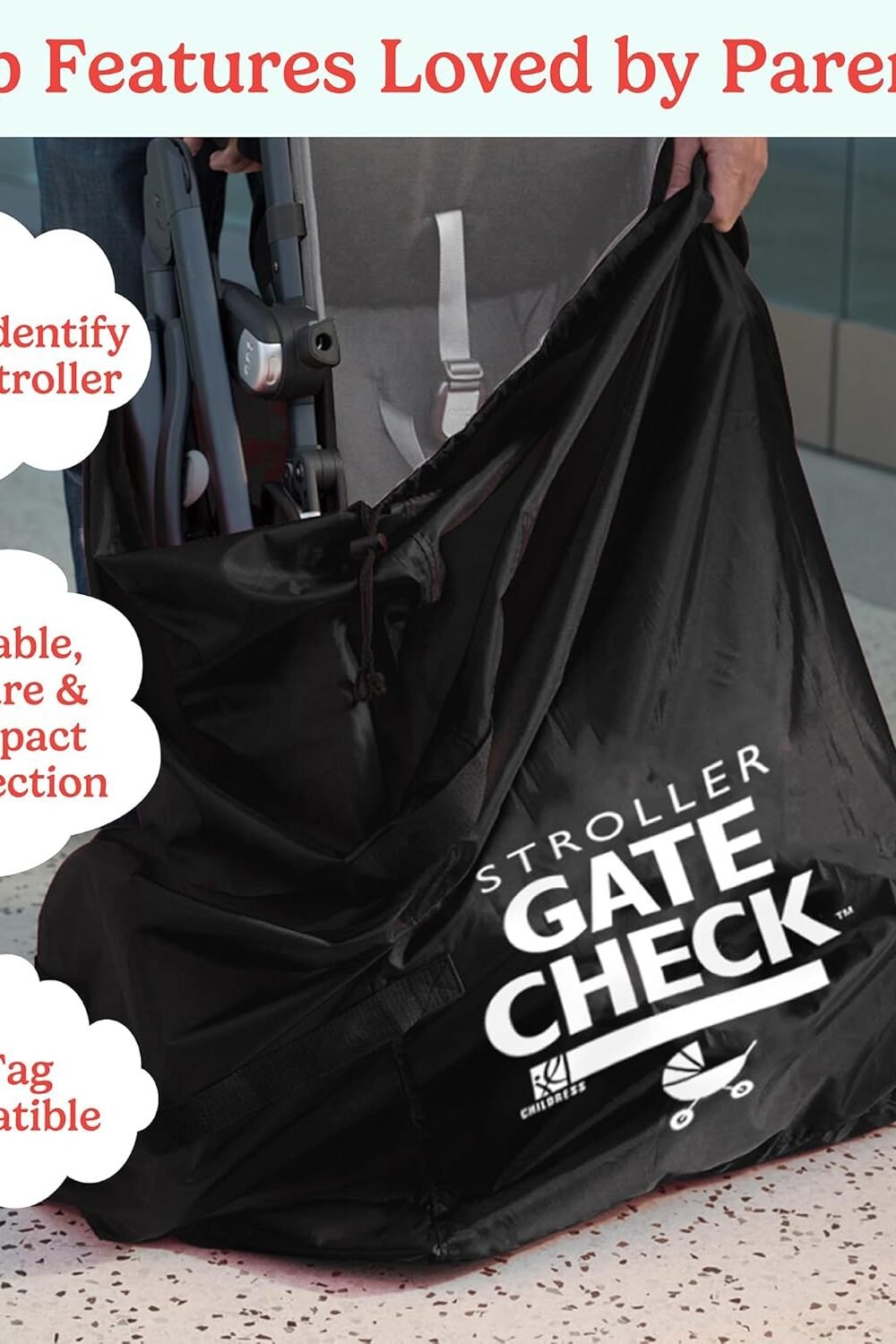 J.l. Childress Gate Check Bag Double Strollers - Black - Image 3