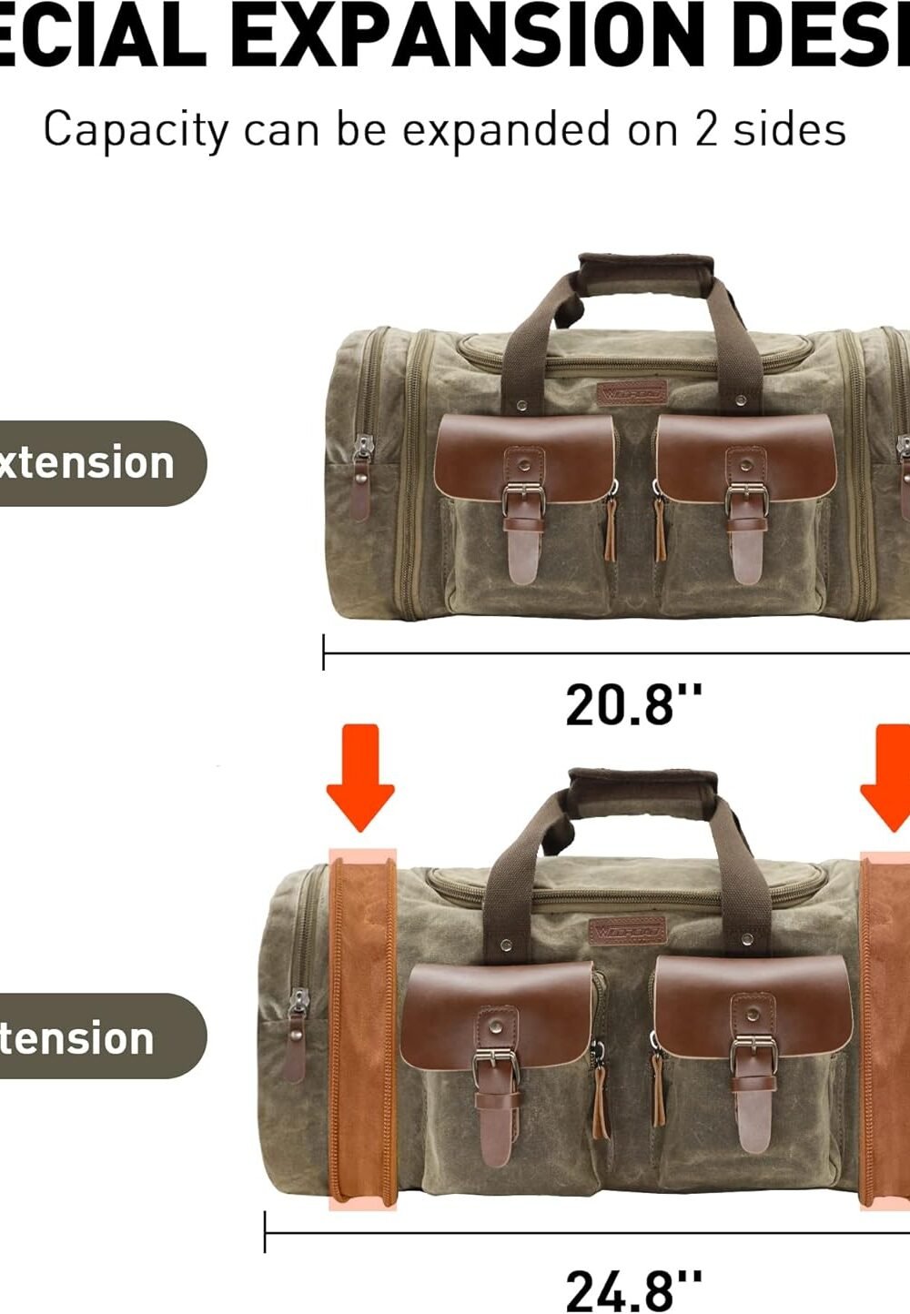 Wildroad Waterproof Waxed Canvas Duffle Bag - Image 6