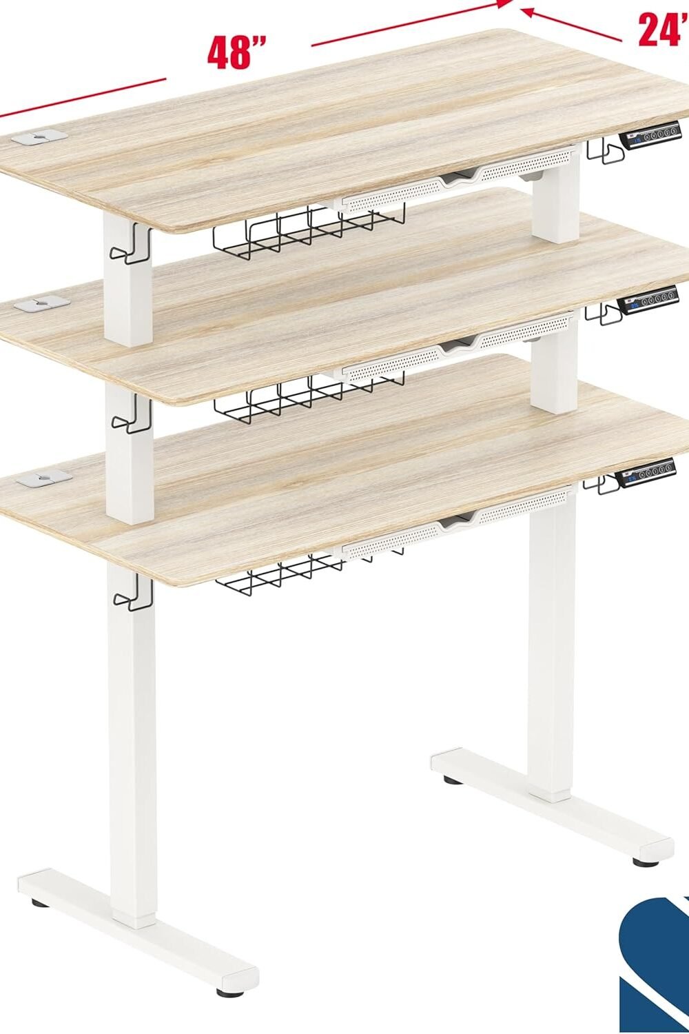 Shw Electric Height Djustable Desk With Drawer - Maple - Image 3