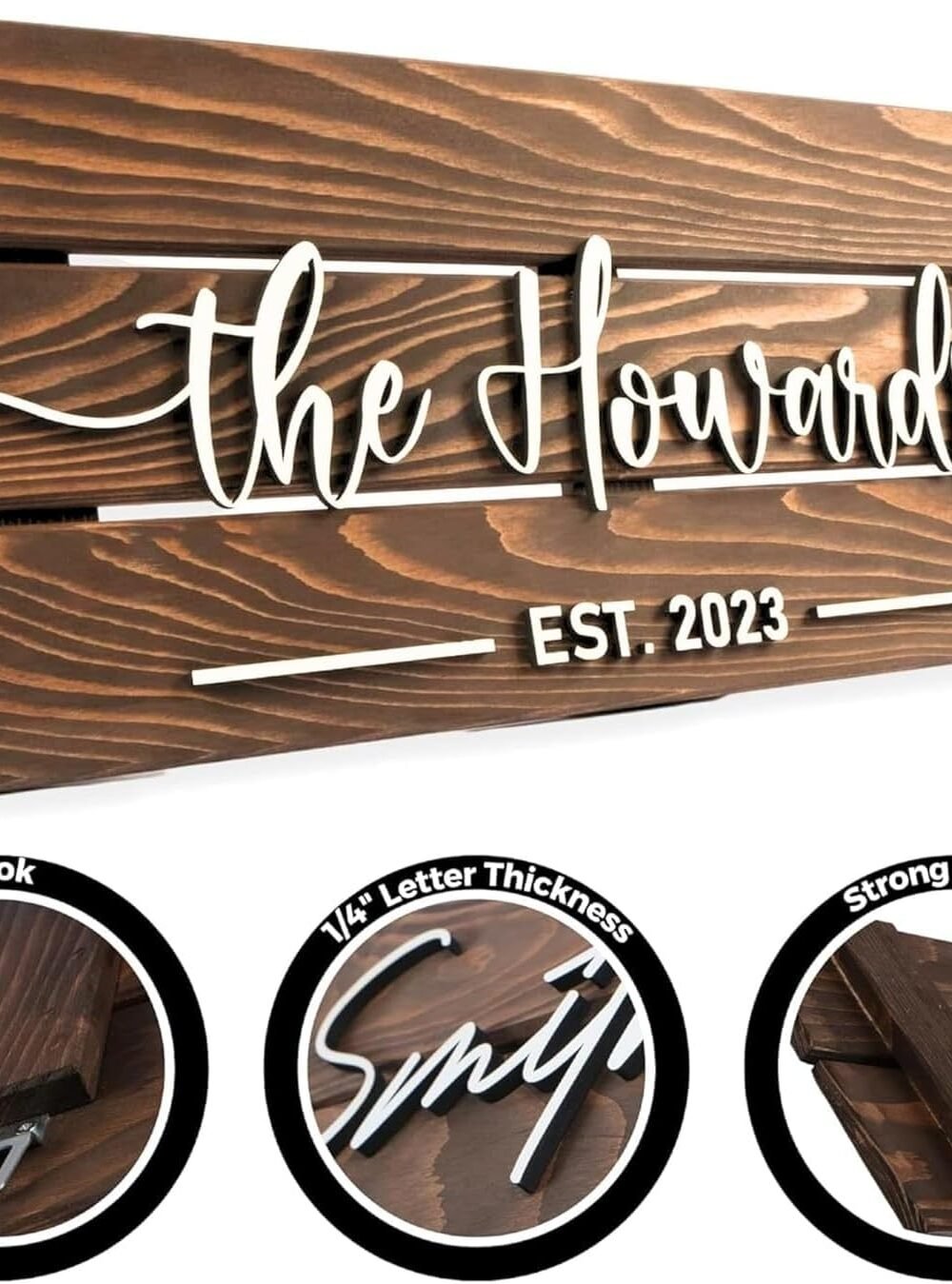 Personalized Rustic Wooden Name Sign Couples - Image 3