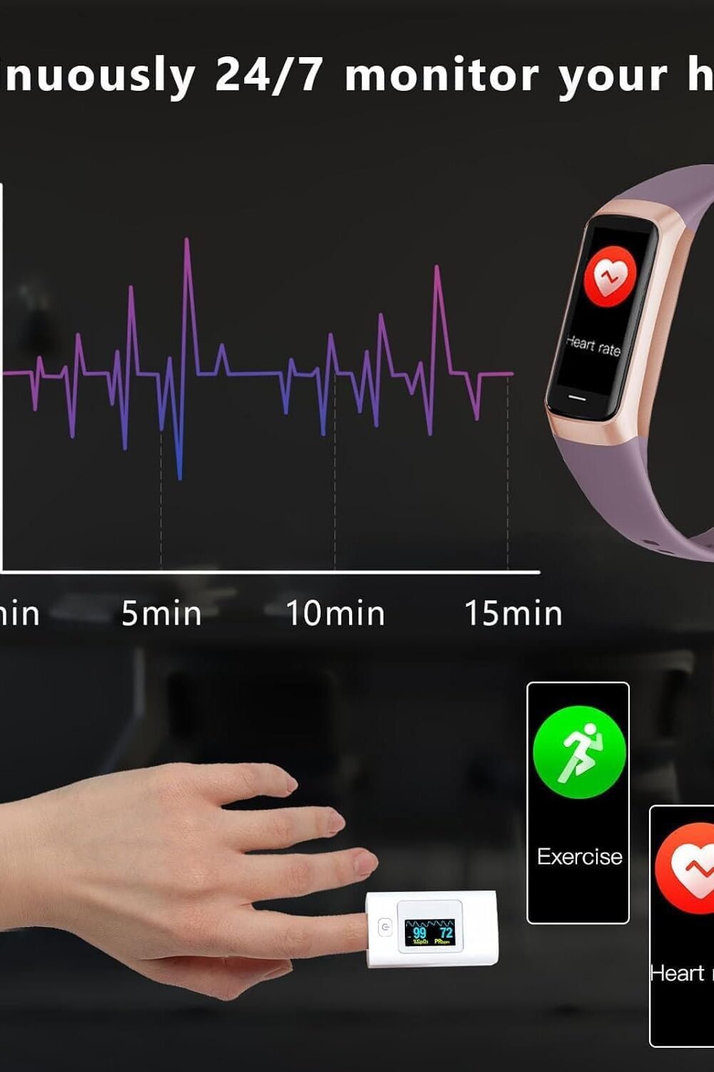 Smart Fitness Watch With Heart Rate Sleep Monir - Image 4