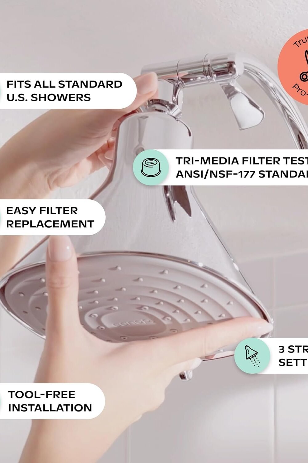 High Pressure Canopy Shower Head Filter - Healthier Scalp Ha - Image 4