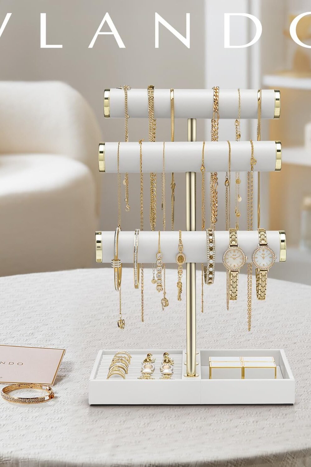 Vlndo Leather Jewelry Stand Organizer - Tier Bracelet Holder - Image 7