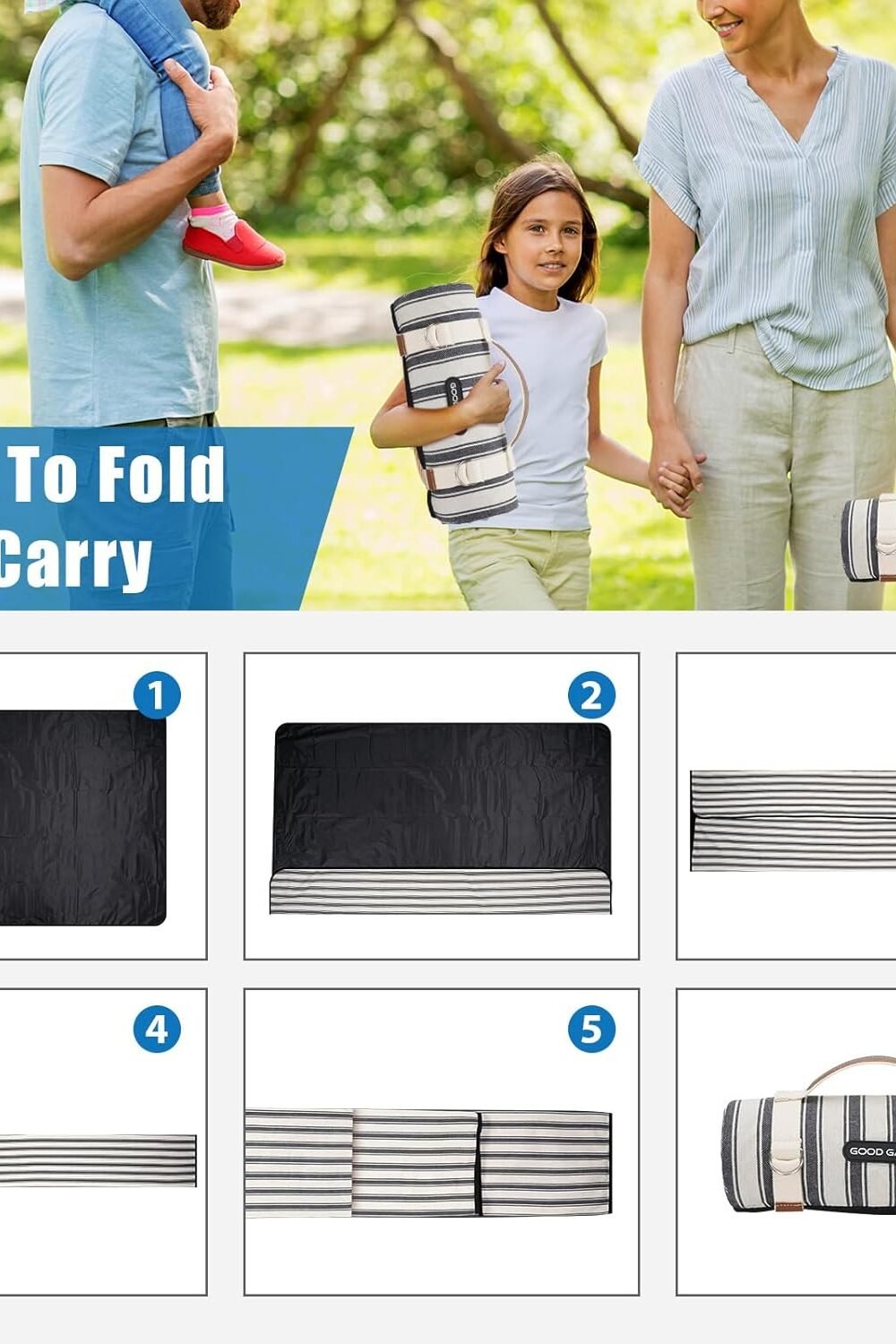 G Good Gin Waterproof Picnic Blanket - Portable Beach Mat - Image 6