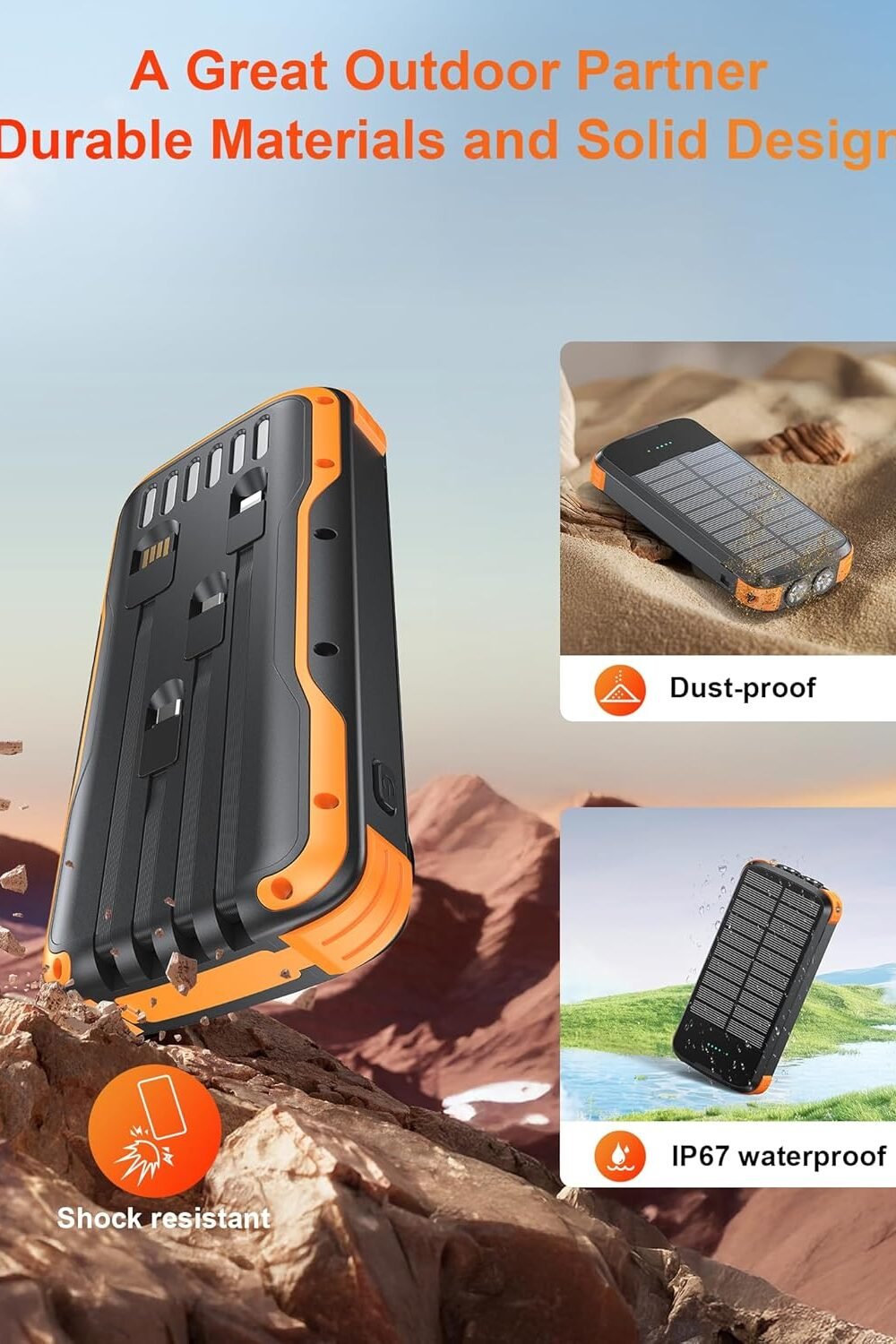 Portable Solar Charger Power Bank With Flashlights - Image 8