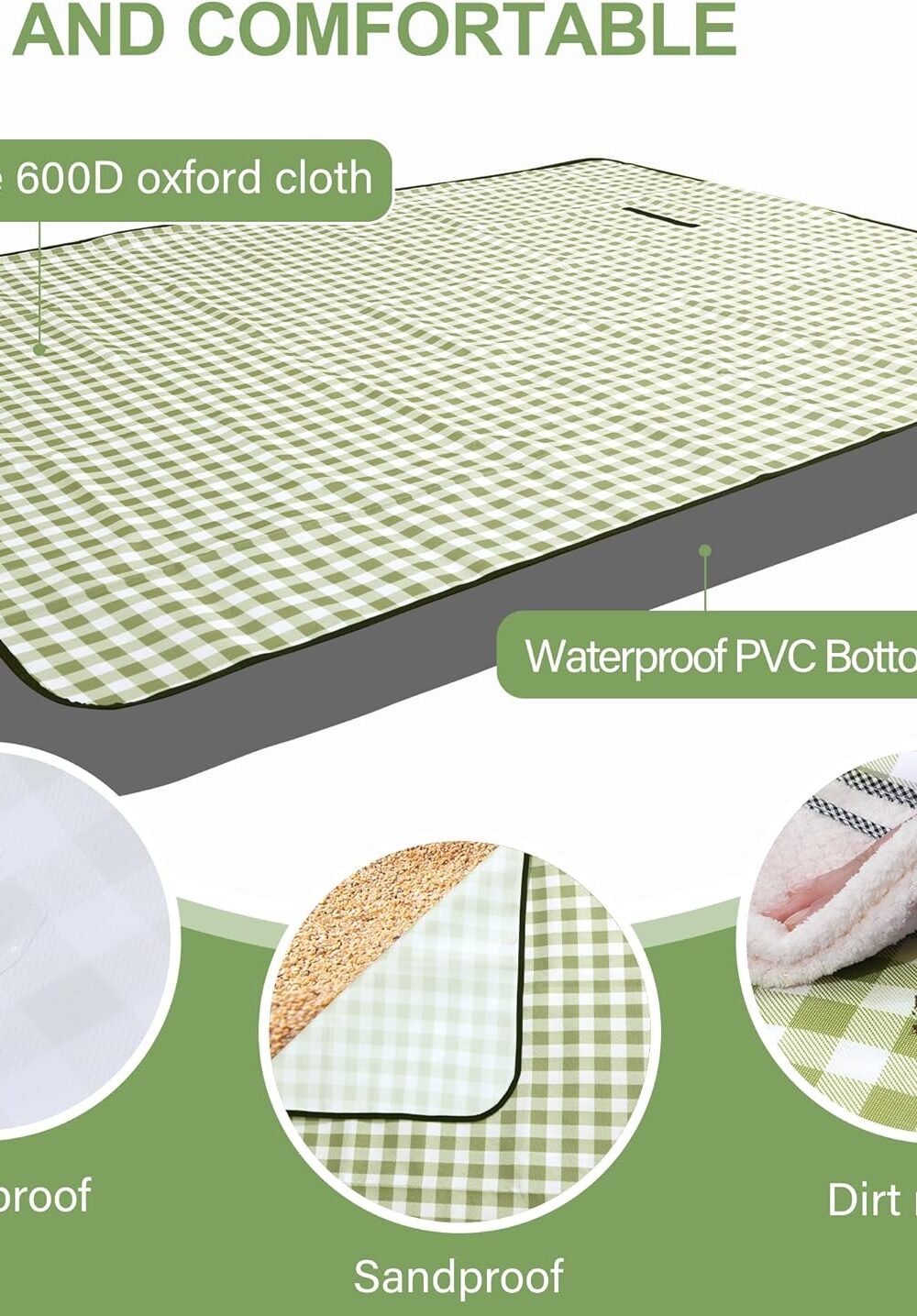 Extra Large Waterproof Picnic Blanket - Foldable Beach Mat - Image 3