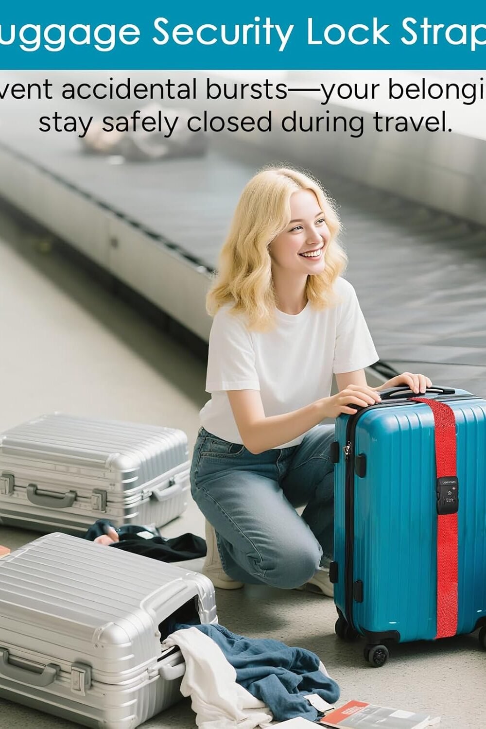 Vel Inspira Djustable Luggage Straps With Ts Lock - Image 3