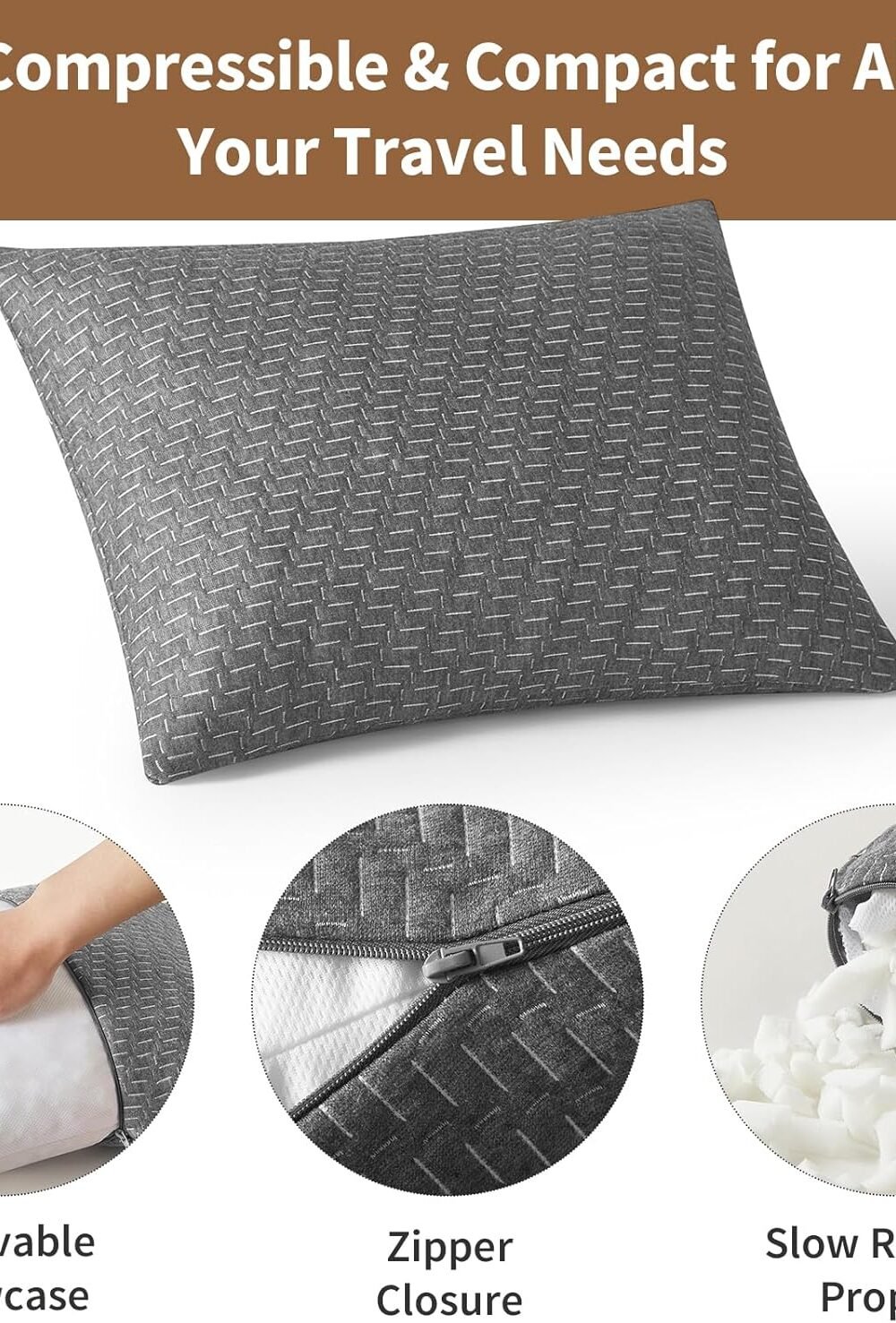 Compact Memory Foam Avel Pillow - Medium Firm Breathable - Image 5
