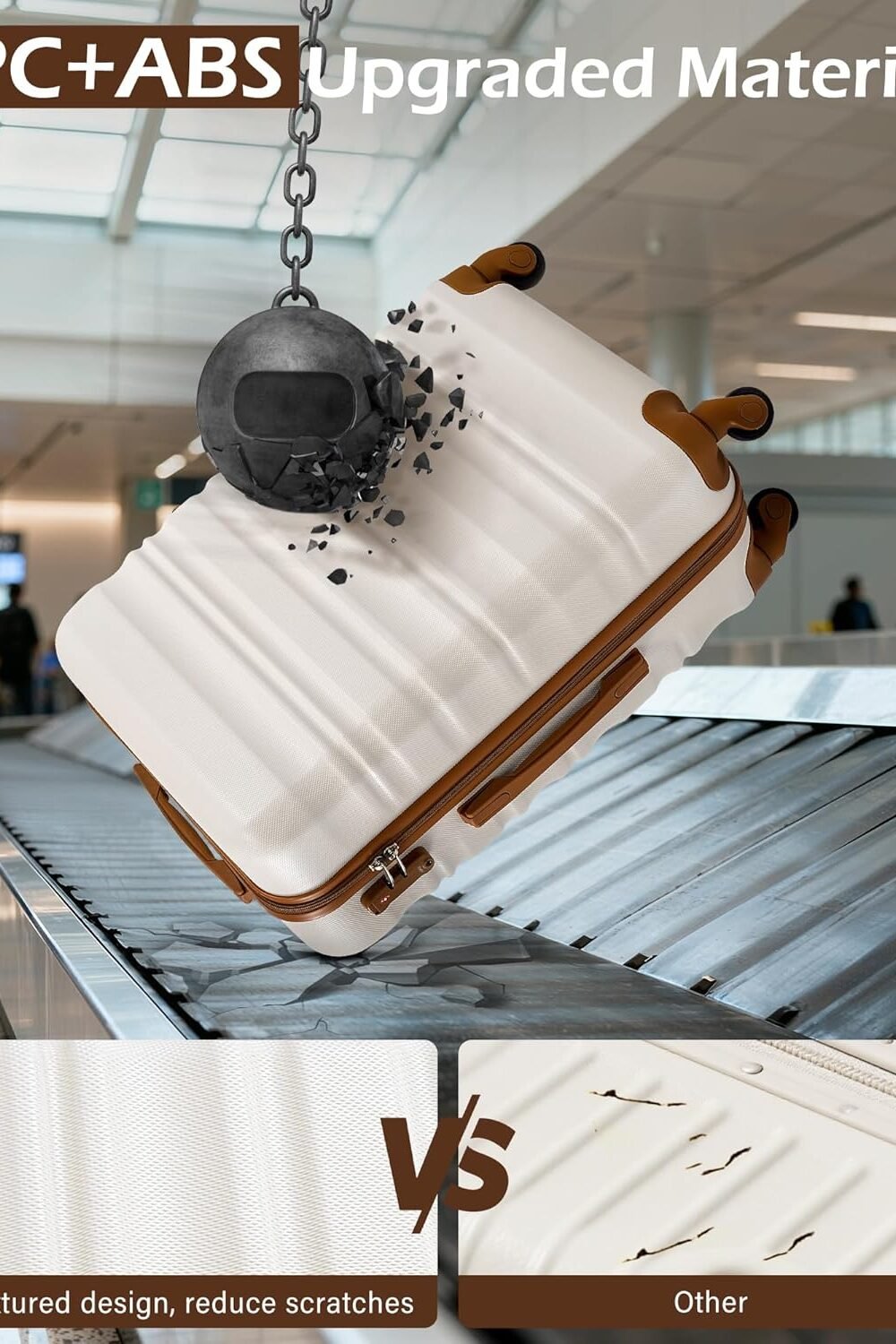 Beige-Brown Hardshell Luggage Set With Spner Wheels - Image 3