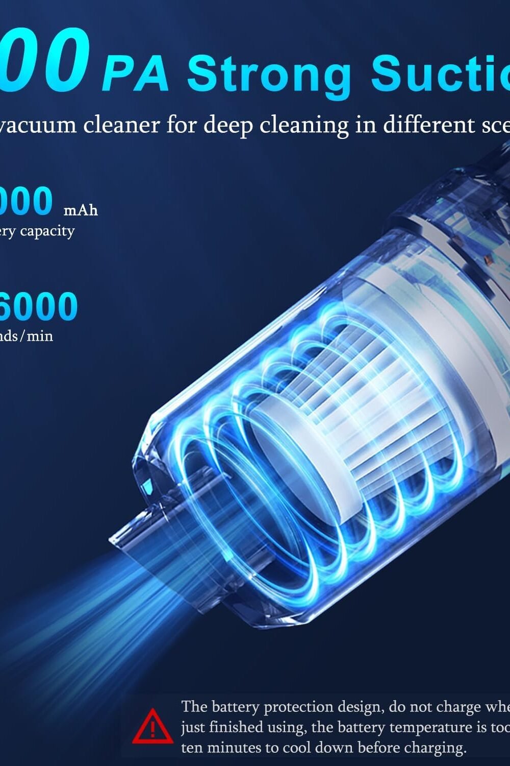 Kmm High Power Handheld Car Vacuum With Led Light - Image 3