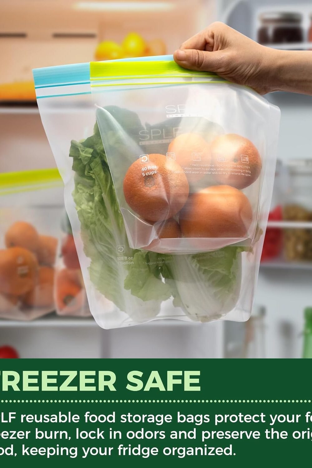 Reusable Silicone Food Srage Bags - Bp Free, Dishwasher Safe - Image 4