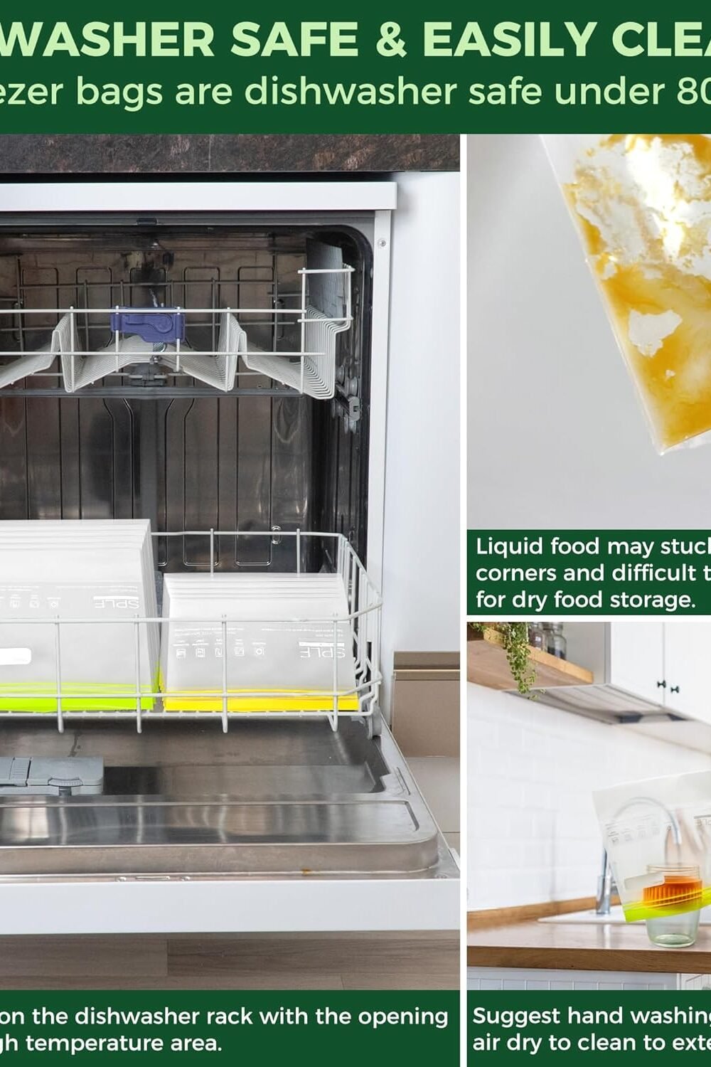 Reusable Silicone Food Srage Bags - Bp Free, Dishwasher Safe - Image 5