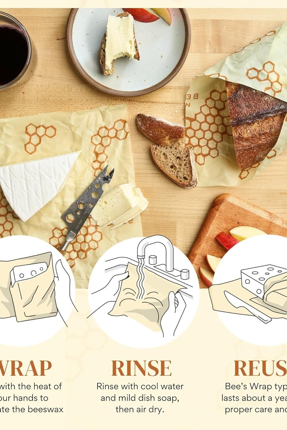 Reusable Beeswax Bread Wrap - Eco-Friendly Food Srage - Image 4