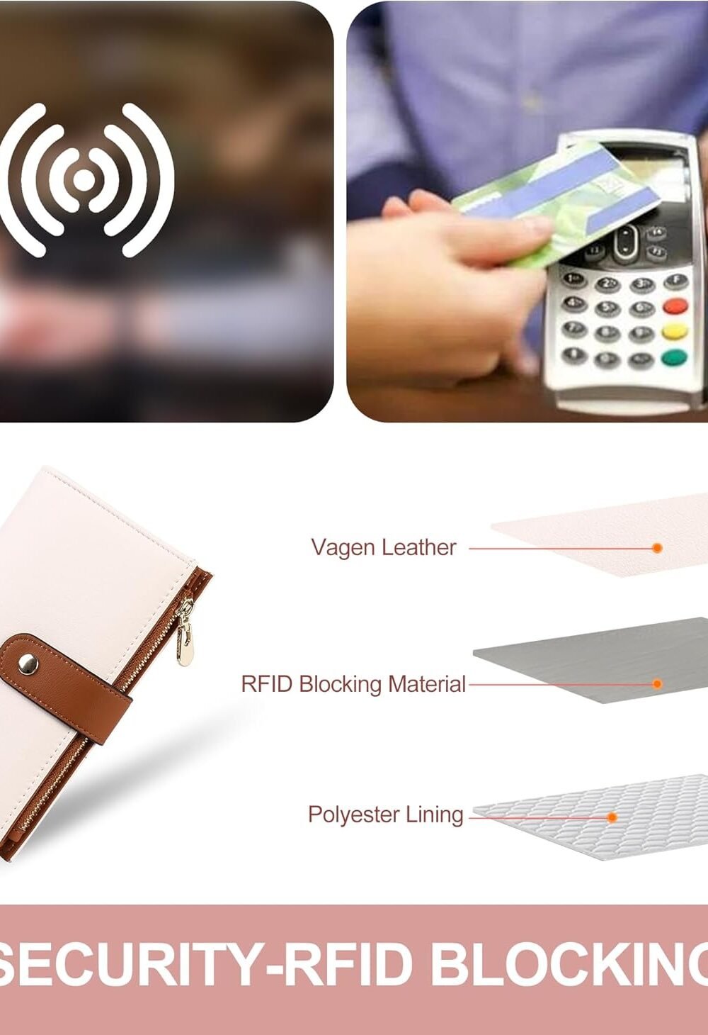 Rfid Blockg Leather Women'S Wallet With Pen Holder - Image 5