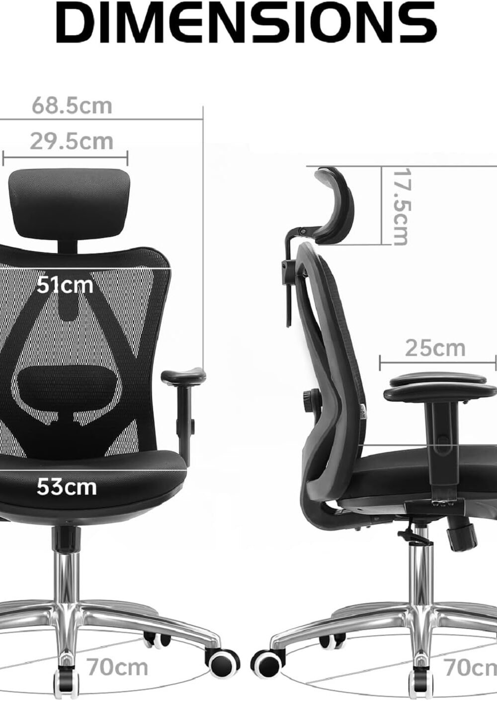 Sihoo M Ergonomic Office Chair - High Back Mesh With Djustab - Image 3