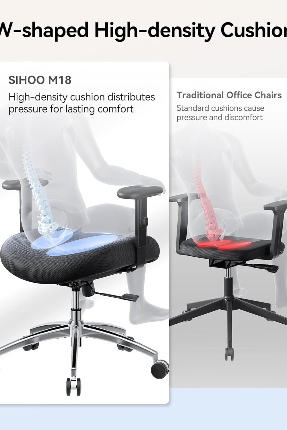 Sihoo M Ergonomic Office Chair - High Back Mesh With Djustab - Image 6