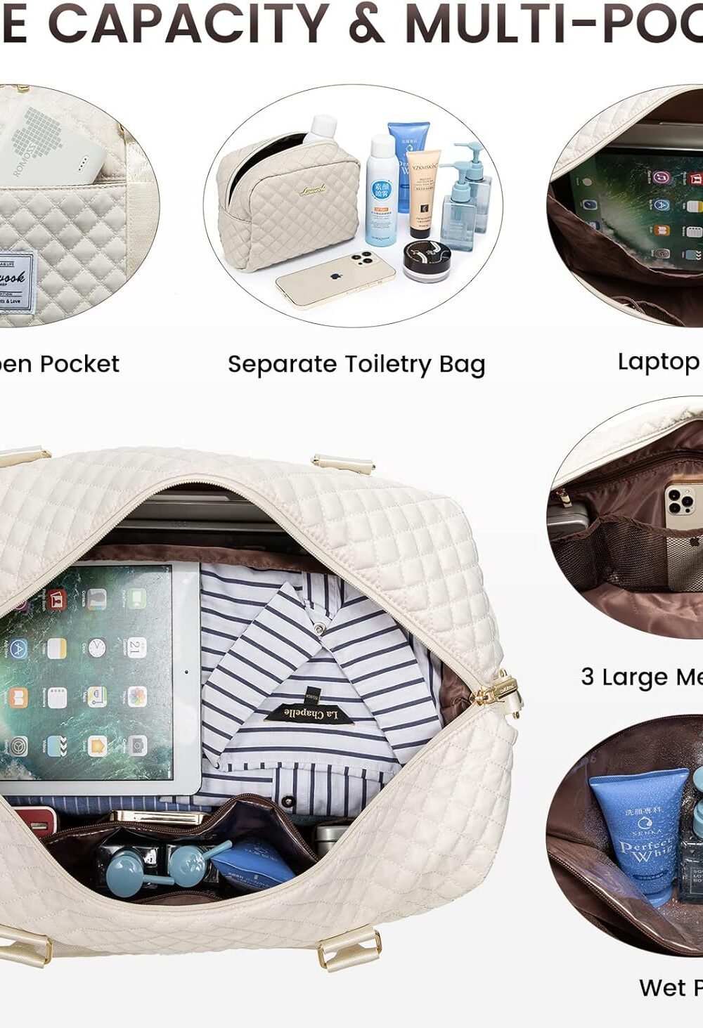 Lovevook Women'S Duffle Bag With Shoe Compartment - Image 3