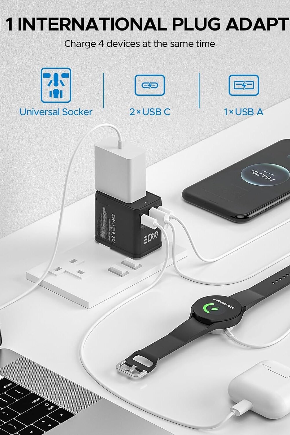 Universal Gan Avel Dapter - Worldwide Usb Charger - Image 4
