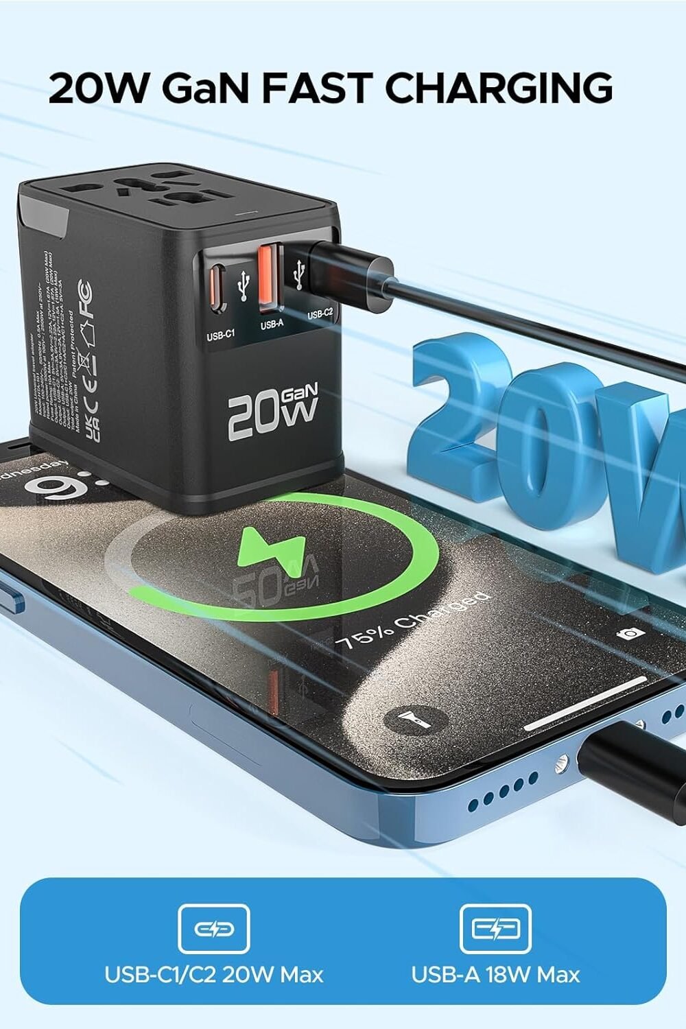 Universal Gan Avel Dapter - Worldwide Usb Charger - Image 7