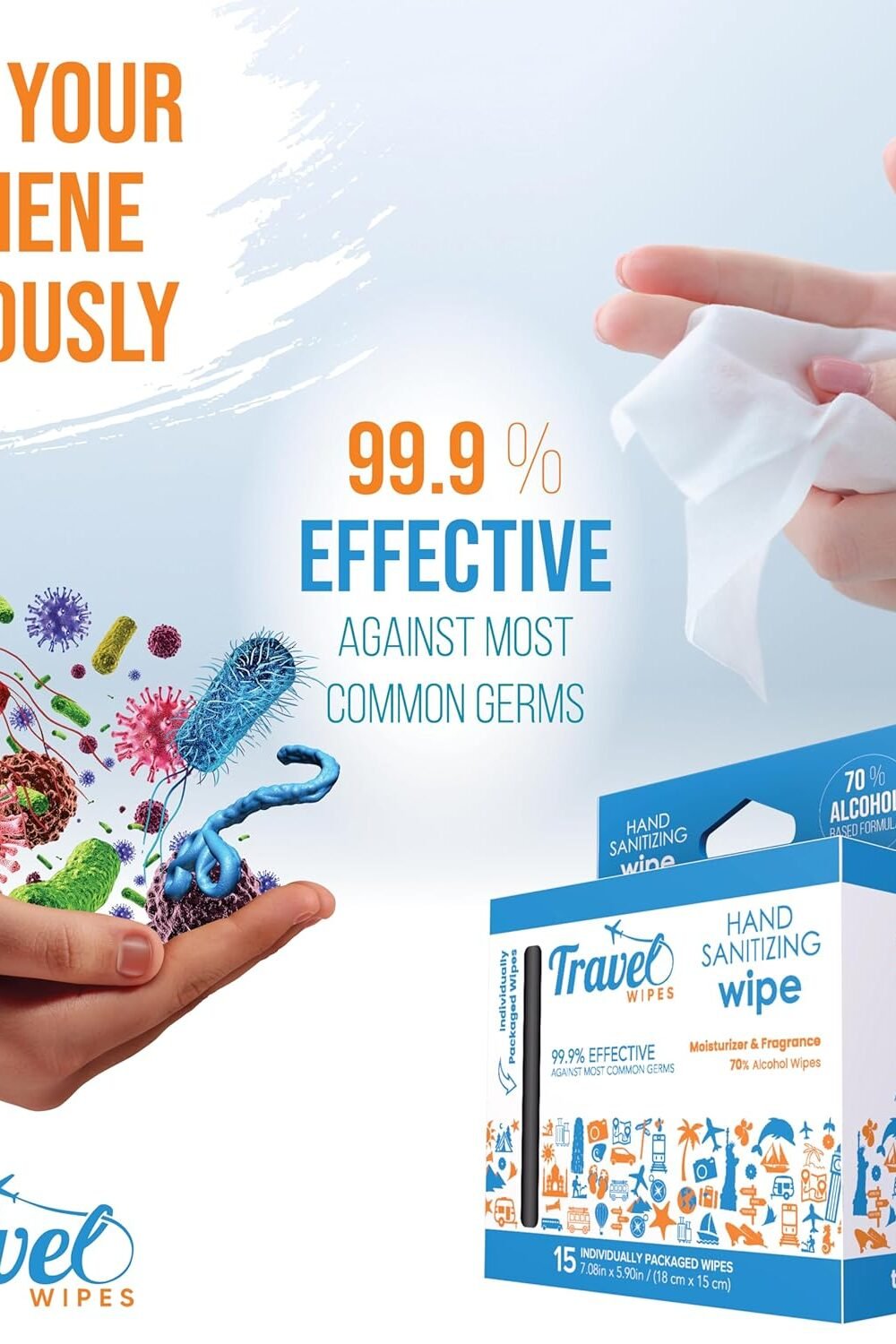 Fresh Citrus Hand Sanitizg Wipes - Individually Wrapped - Image 4