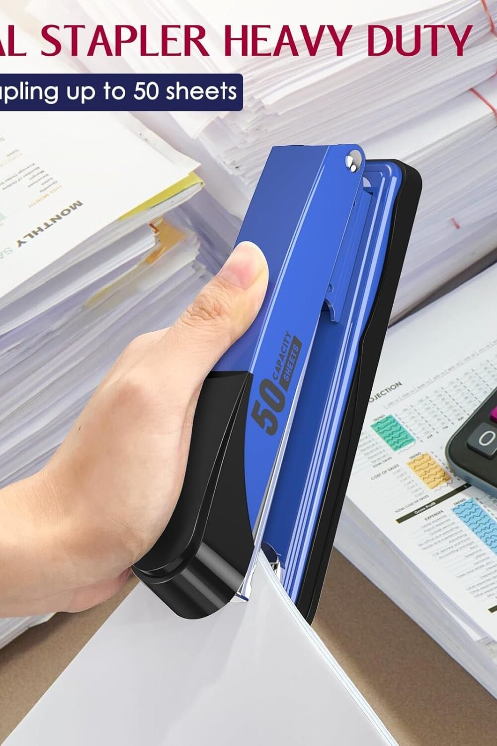 Heavy Duty Metal Stapler With Staples Remover - Blue - Image 4