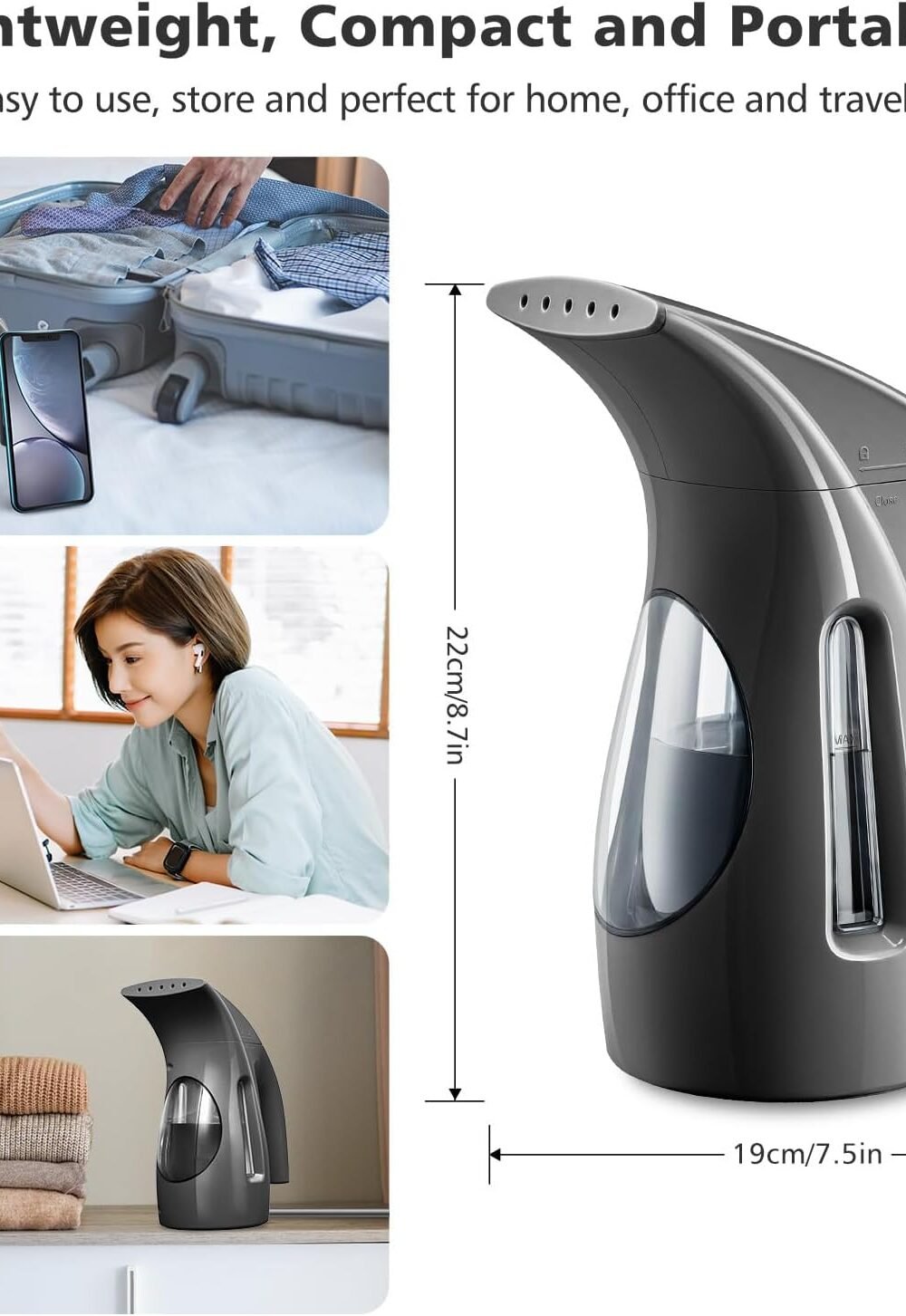 Hilife Portable Handheld Clothes Steamer - Black - Image 5