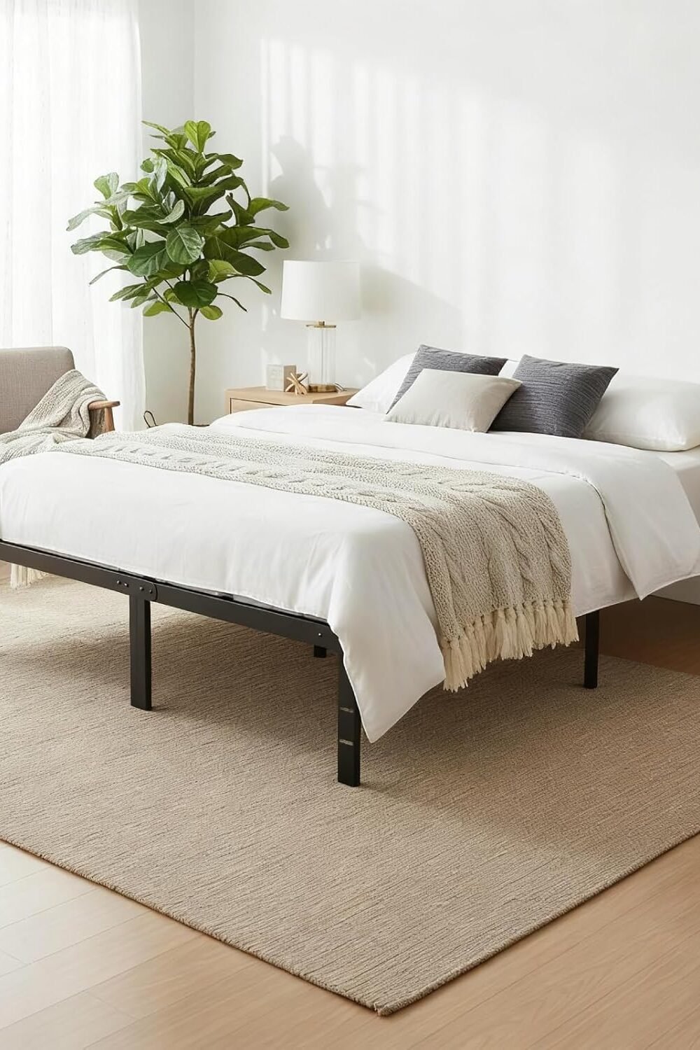 Queen Size Metal Bed Frame With Steel Slats - Image 3