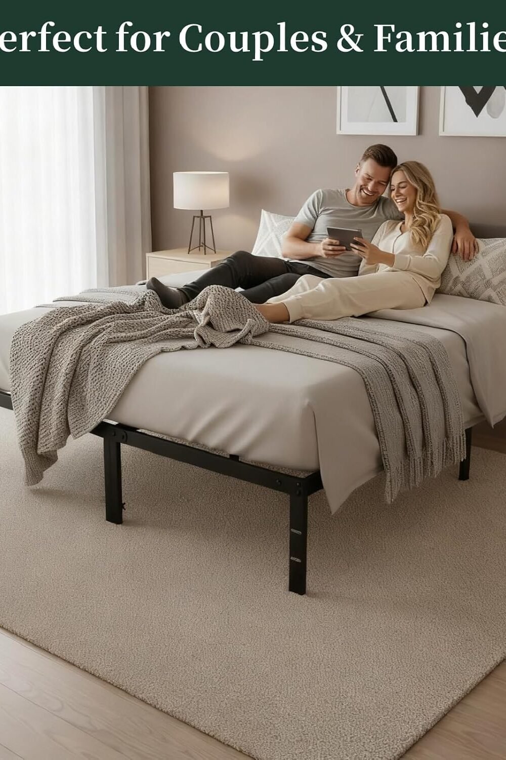 Queen Size Metal Bed Frame With Steel Slats - Image 5