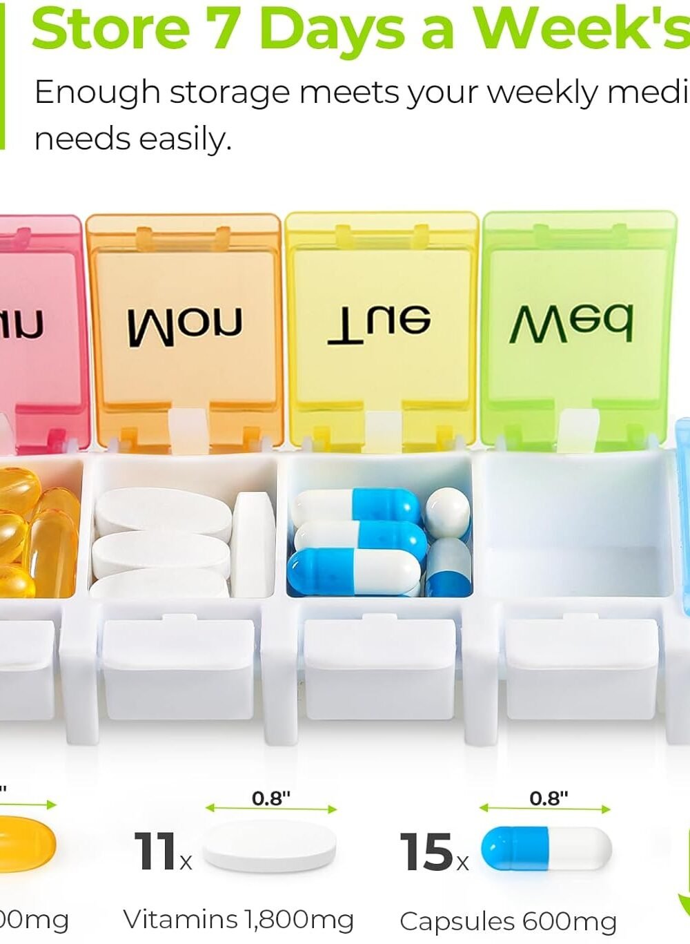 Uvon Weekly Pill Organizer - Rthritis Friendly Bp Free - Image 3
