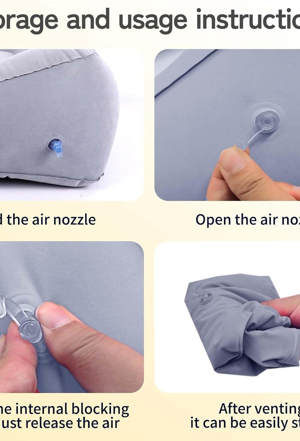 Portable Inflatable Foot Rest Pillow - Grey - Image 7