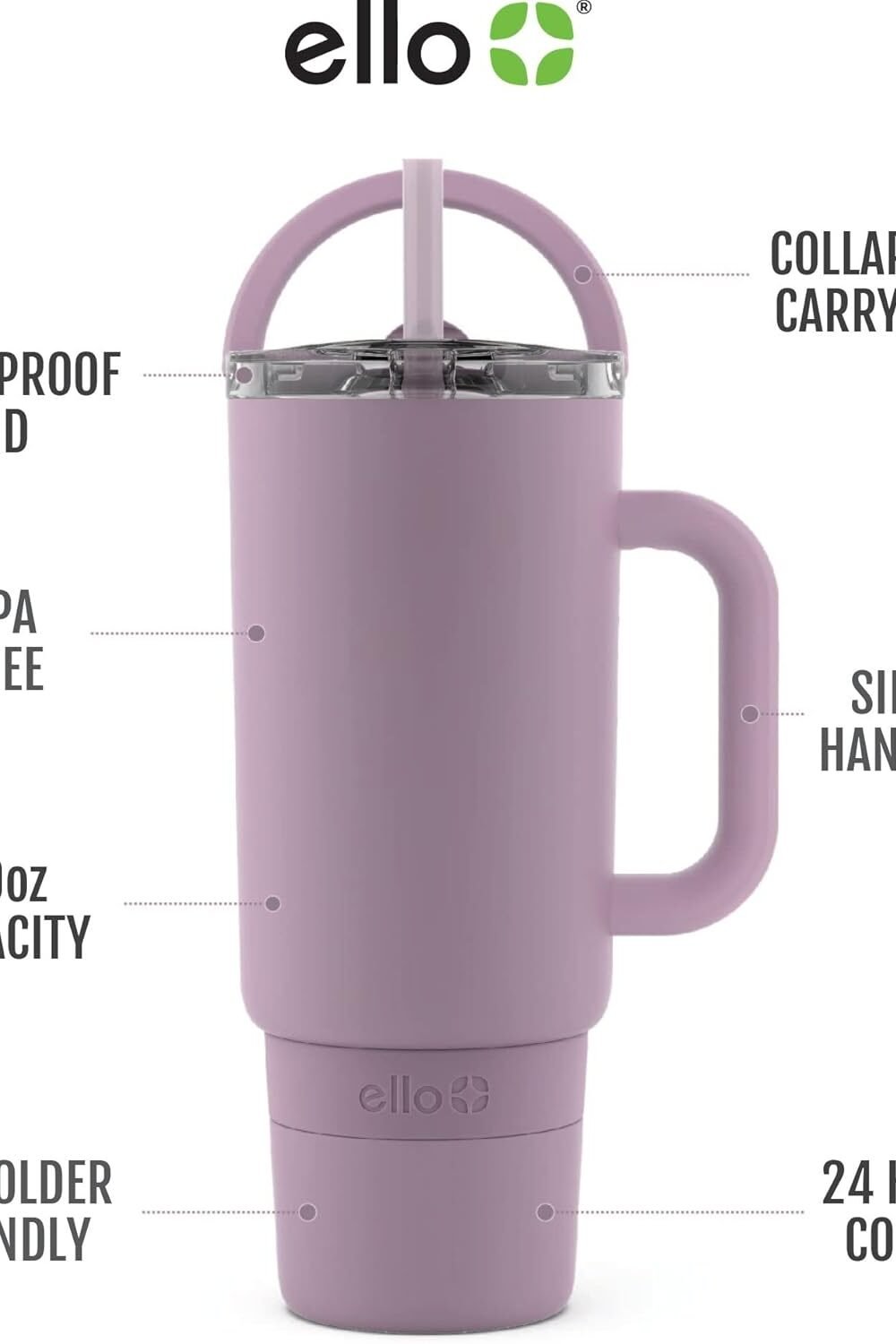 Ello Port Oz Vacuum Insulated Tumbler - Mauve - Image 4