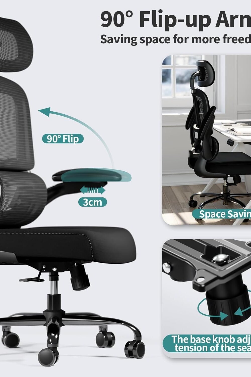 Ergonomic High Back Office Chair - Comtable Mesh Desk Chair - Image 6