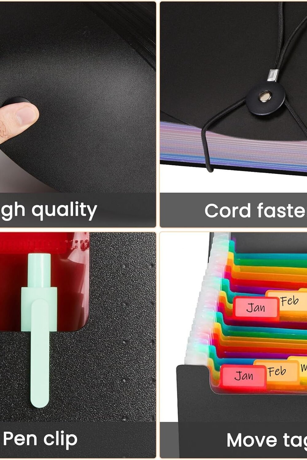 Sooez Expandable File Folder With Labels - Black - Image 4