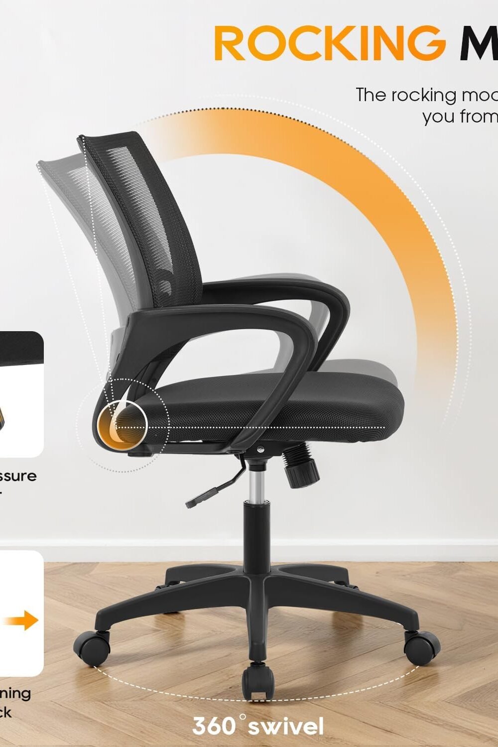 Ergonomic Mid-Back Office Chair With Lumbar Support - Image 5