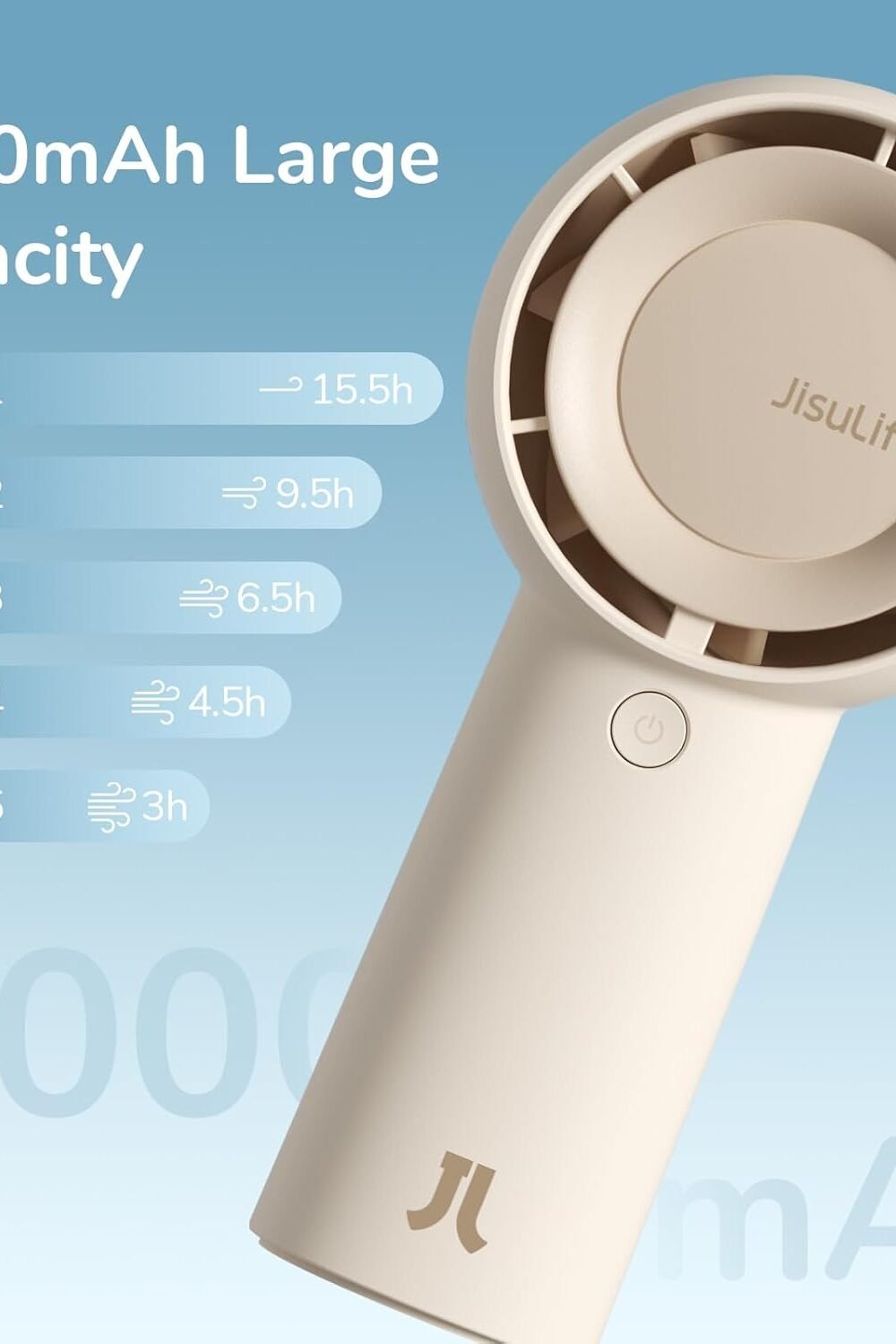 Jisulife Rechargeable Handheld Turbo Fan - Portable Compact - Image 3