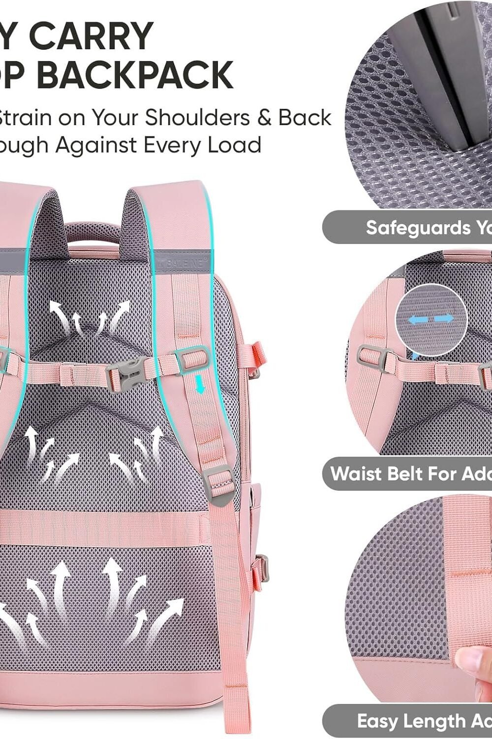 Bleine Large Sturdy Vel Backpack Men Women - Image 3