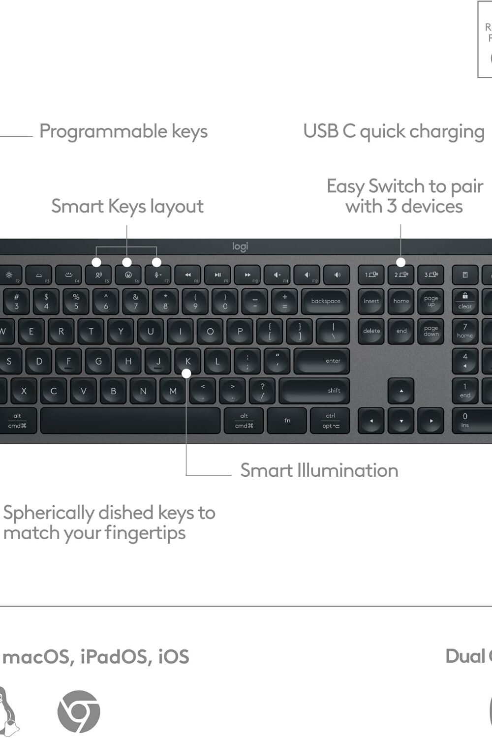 Logitech Mx Keys S Wireless Keyboard - Low Profile, Backlit - Image 7