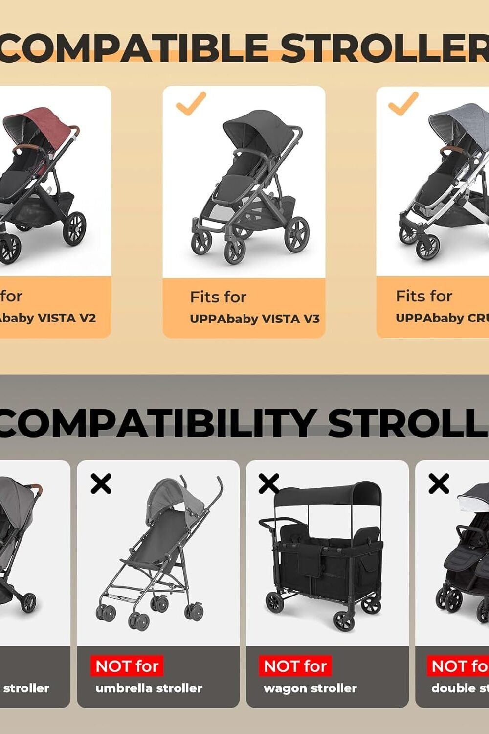 Yorepek Avel Stroller Bag Uppbaby Vista Cruz - Image 4