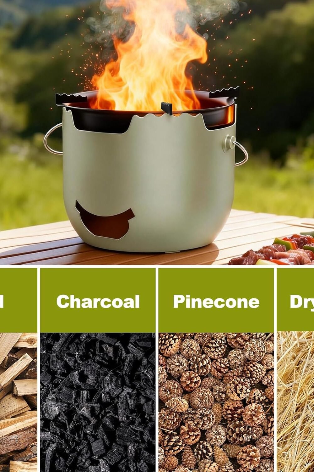 Sage Green Portable Campg Sve - Wood Burng - Image 6