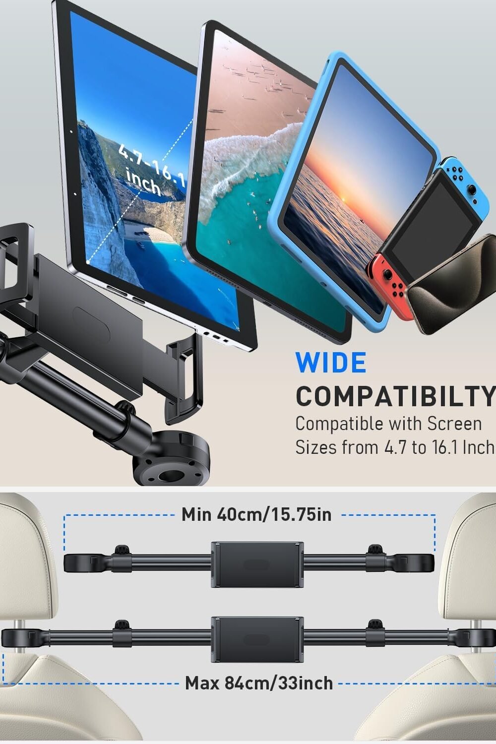 Djustable Car Headrest Tablet Holder Kids - Image 3