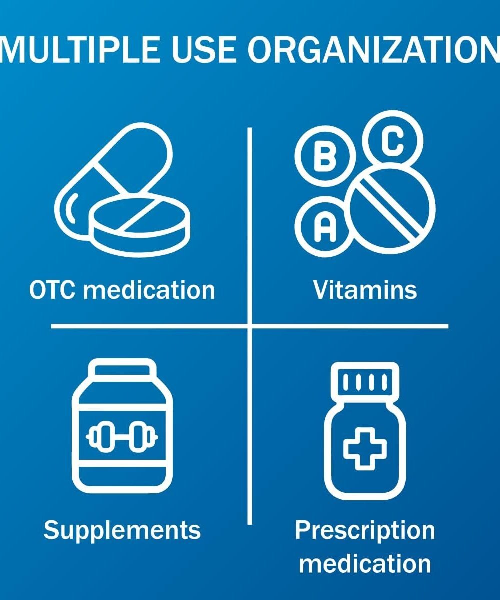 Large M/Pm Pill Organizer With Blue Lids - Image 6