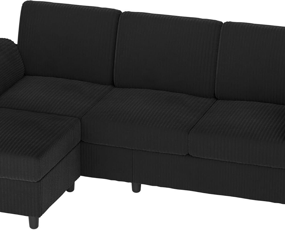 Convertible L-Shaped Sectional Sofa With Srage - Black - Image 7