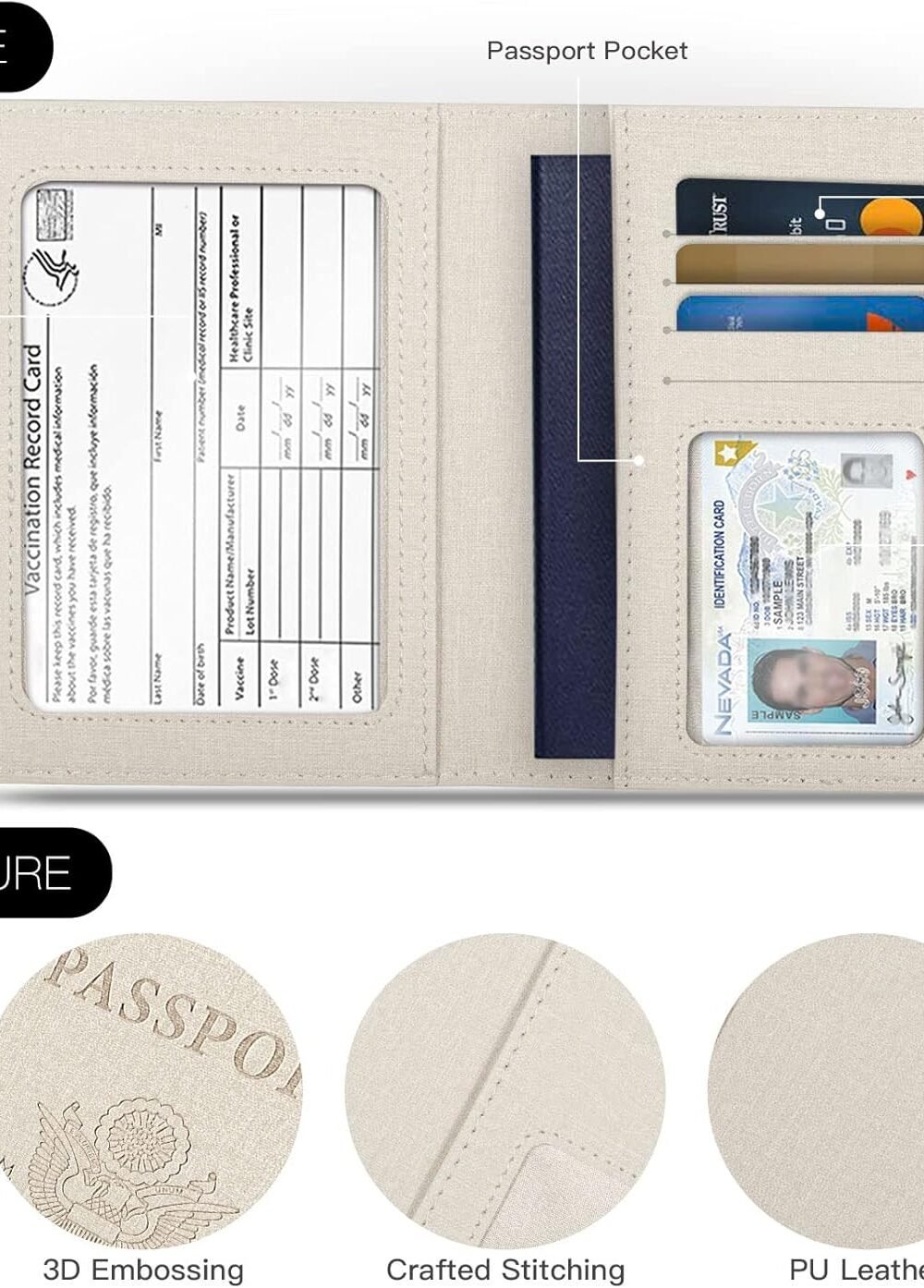 Rfid Passport Cover With Card Slots - White/Black - Image 4