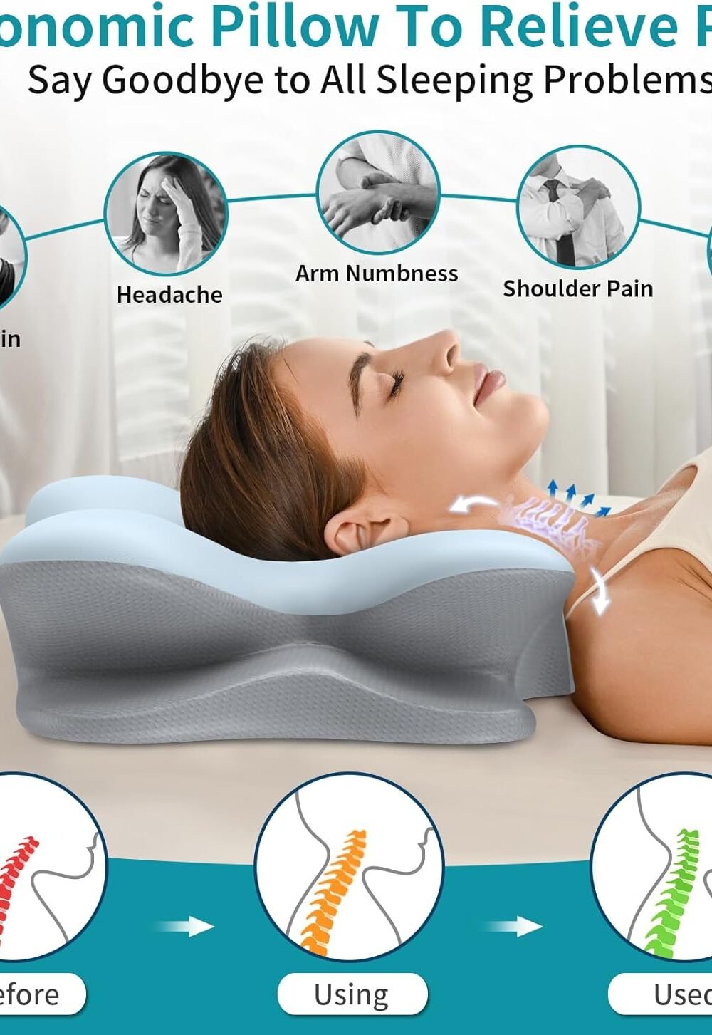 Ergonomic Cervical Neck Pillow Pa Relief - Image 3