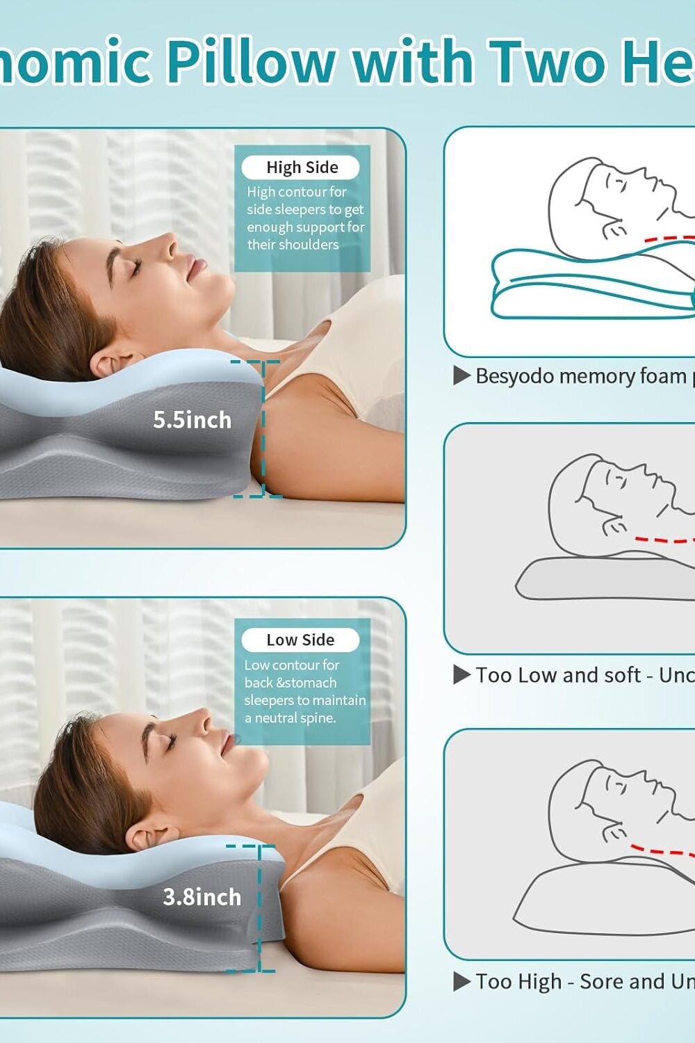 Ergonomic Cervical Neck Pillow Pa Relief - Image 6