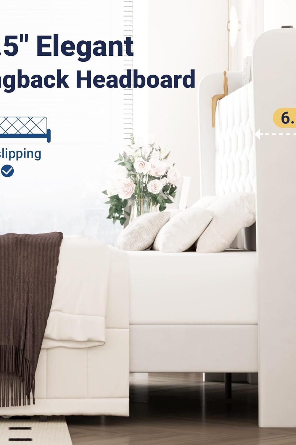 Queen Size Velvet Bed Frame With Usb Chargg Station - Image 6