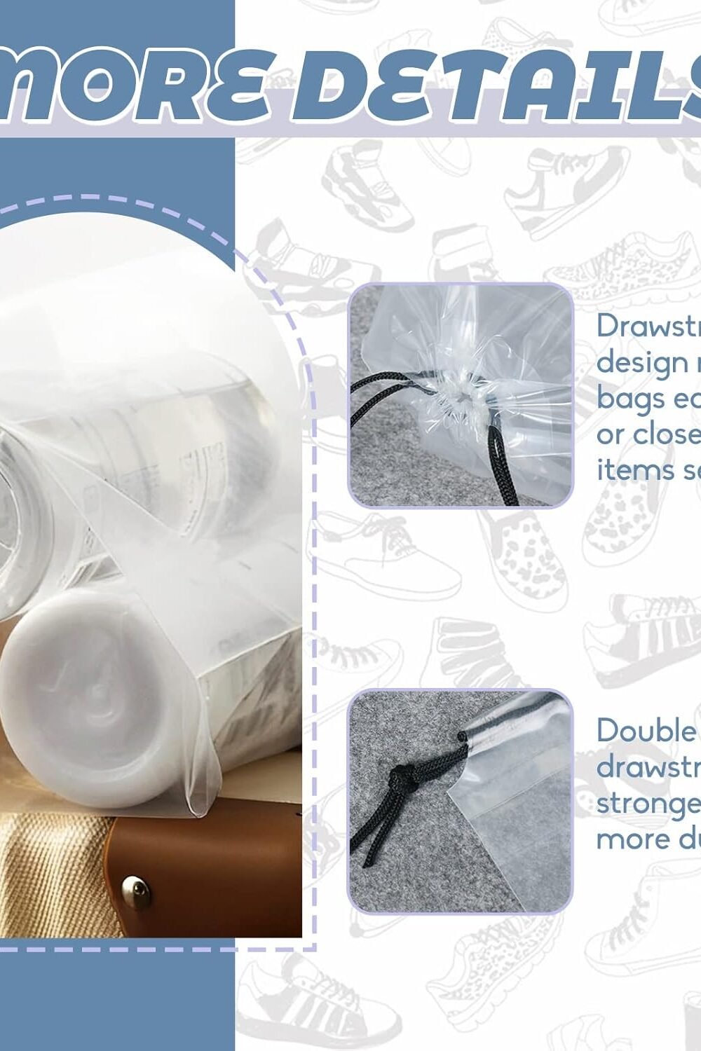 Clear Shoe Bags Avel - Large Drawstrg Organizers - Image 4
