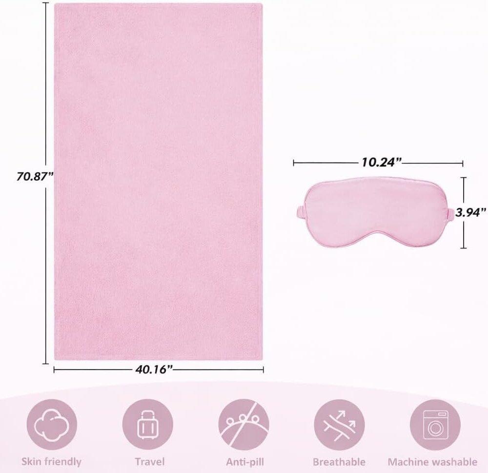 Vel Ultra-Soft Irplane Blanket With Eye Mask - Image 3